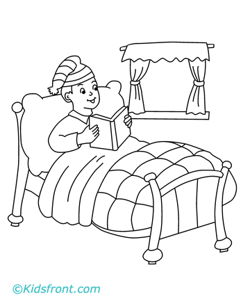  Coloring Pages on He Is A Boy  He Is Sitting On The Bed  He Is Reading A Book