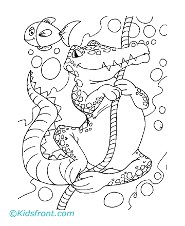 Alligator Coloring Sheets on Crocodile On A Rope Crocodile On A Rope Coloring Pages