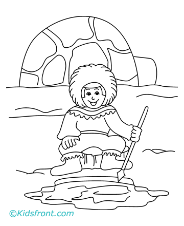 Kids Coloring Pages on Eskimo In An Igloo Coloring Page For Kids To Print
