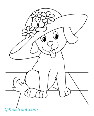 Puppy Coloring Sheets on Puppy Wearing Hat Coloring Pages Printable