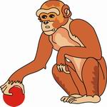 This "black and white monkey sitting on a branch" clip art image is
