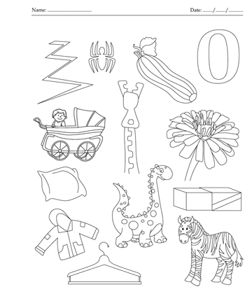 color the picture which start with letter z printable coloring worksheet
